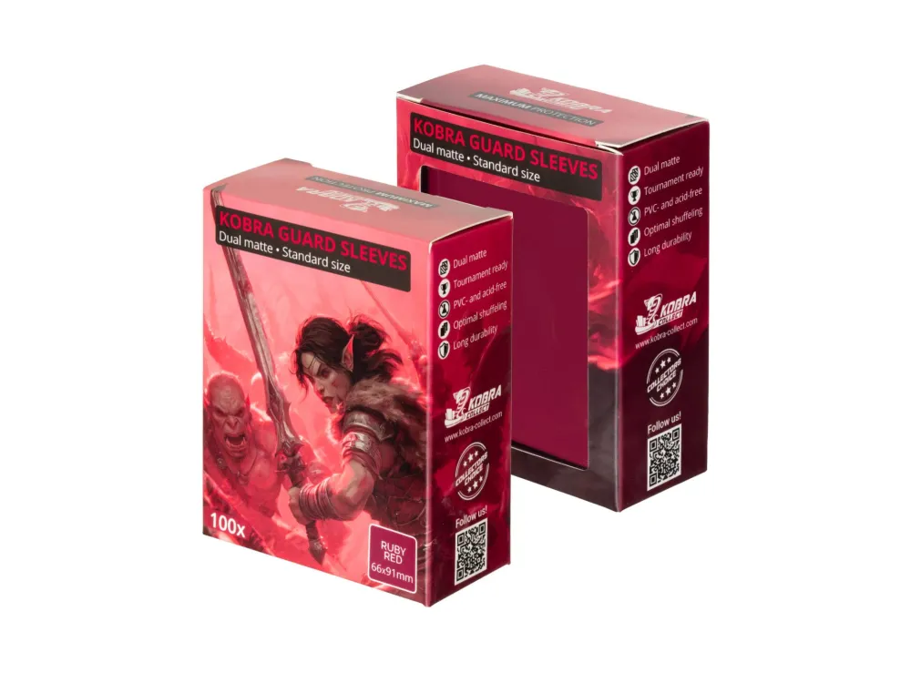 KOBRA Guard Dual Matte Standard Size Card Sleeves 100x - Ruby Red
